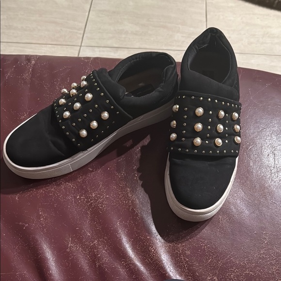 Steve Madden Black Studded Slip On Sneakers - Picture 3 of 5